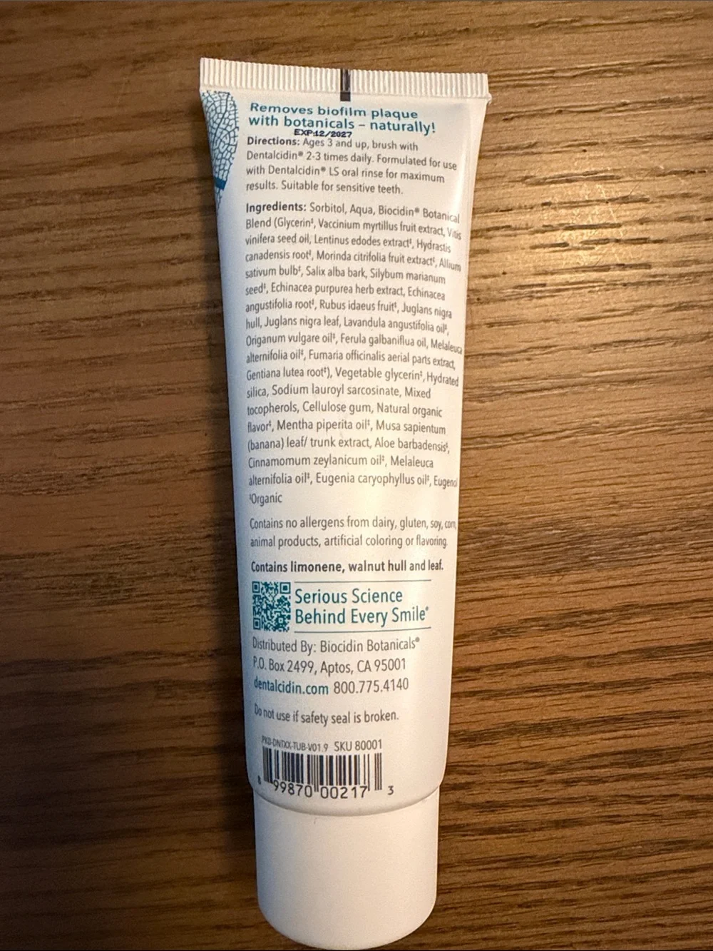 Dentilcidin Biocidin Botanicals Tooth Paste